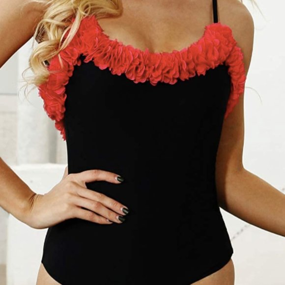 Swim Faux Petal Scoop Neck Low Back One Piece Swimsuit Poshmark